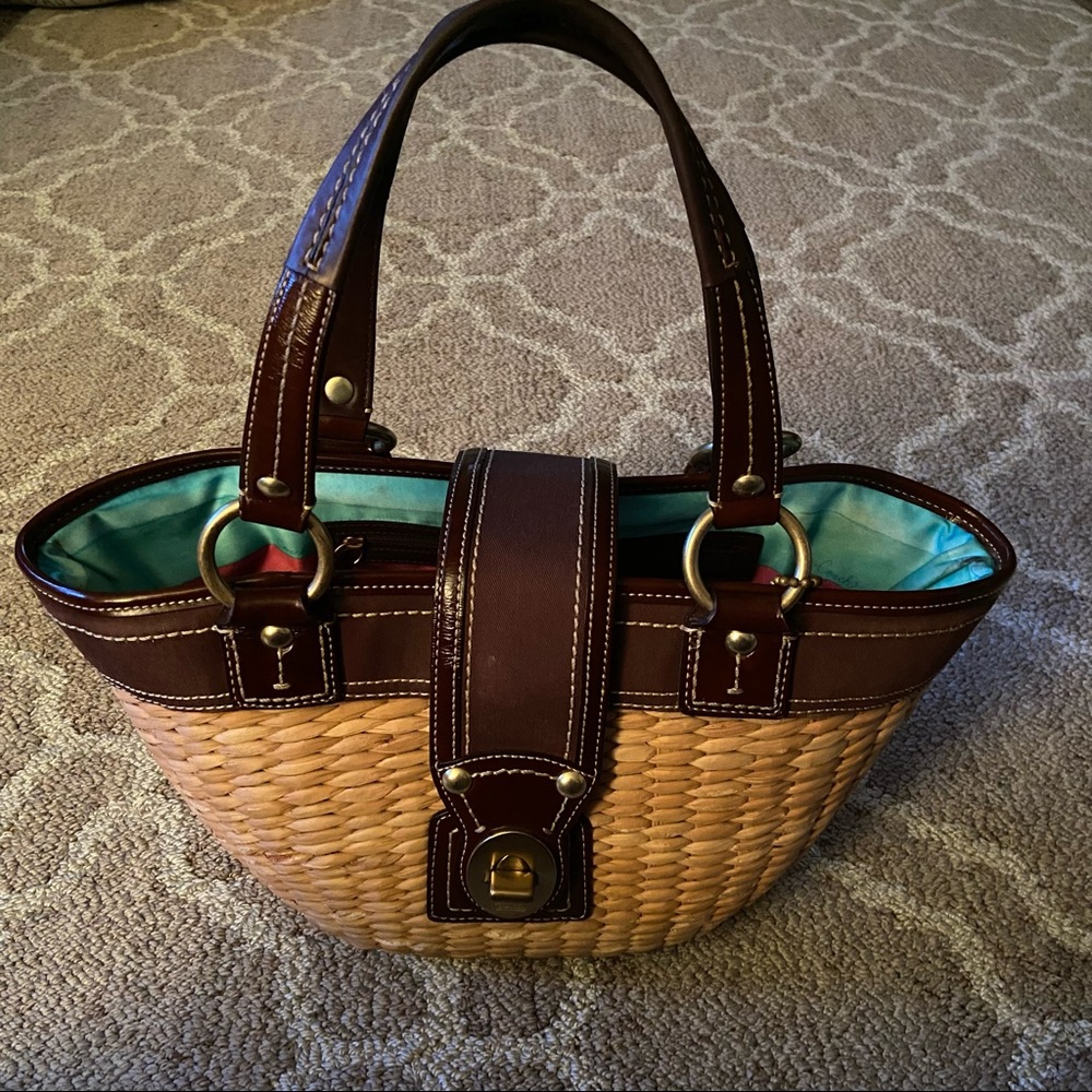 Coach - Wicker Straw Bucket Basket Bag